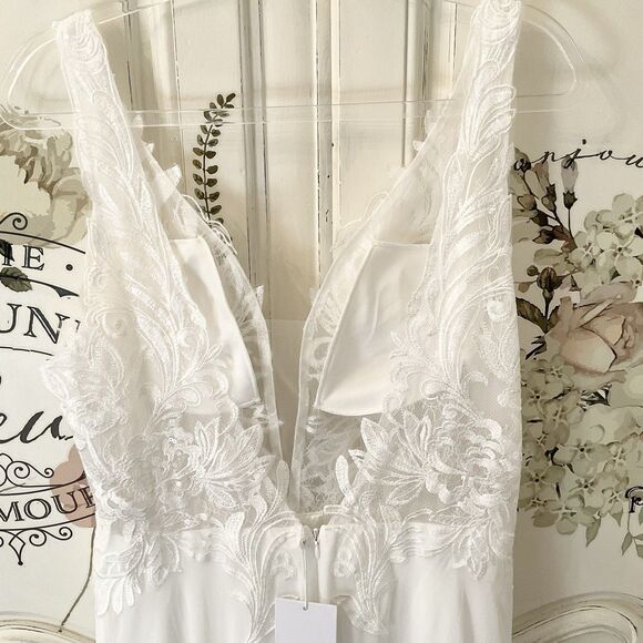 Lulus Forever Promised Dress XL White Wedding Chiffon Sequin Embroidered NWT - Picture 9 of 12